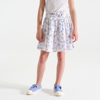 تنورة زرقاء اللون واسعة مطبوع عليها للفتيات